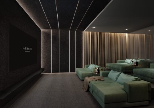 Luxury home theater room.3d rendering